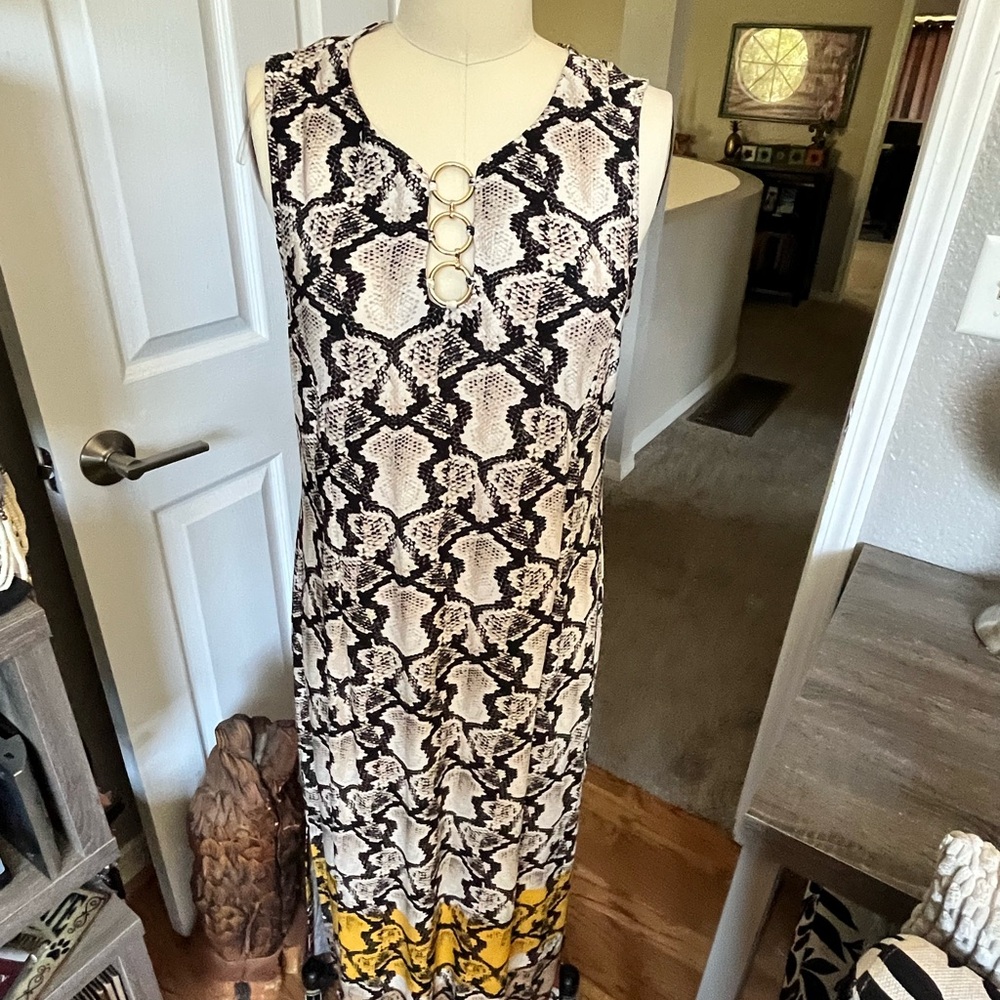 MSK Black and Yellow Snake Print Maxi Dress